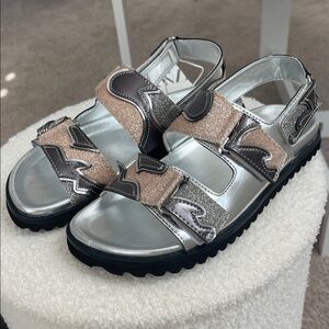 Zara Silver and Pink Glitter Sandals